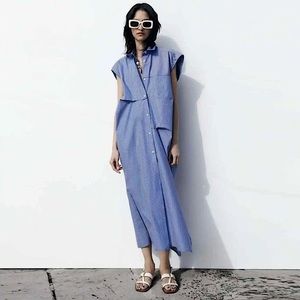 ⭐️NWT⭐️   Zara Striped Poplin Dress Size Medium